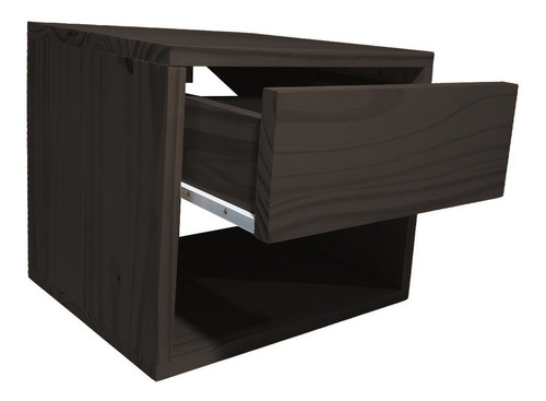 Kit 2 Mesa De Luz Flotante Moderna Con Cajon Estante Madera