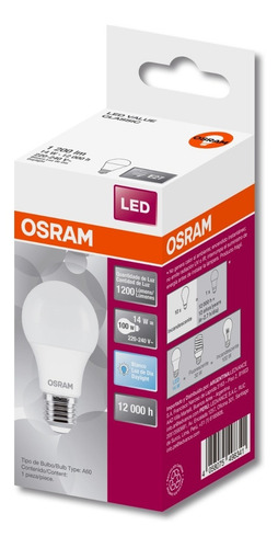 Imagen 7 de 10 de Lámpara Foco Led Osram Luz Fría 14w=100w Pack X 50