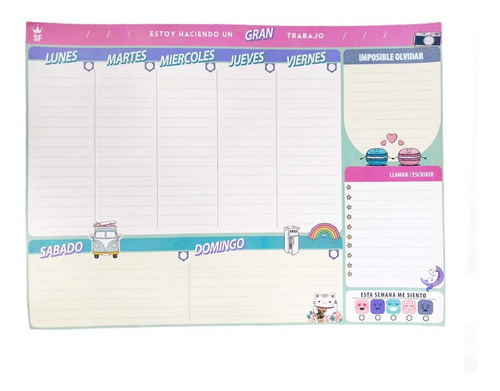Pizarra Calendario Iman Organizador Semanal Decco Planning