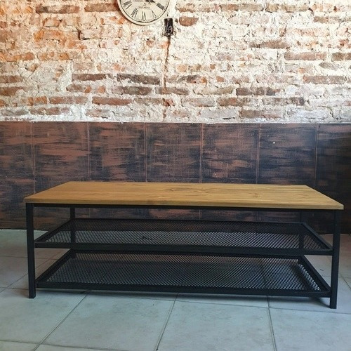 Imagen 5 de 5 de Mesa Ratona Industrial 120x50x50 Zapatero Madera Hierro