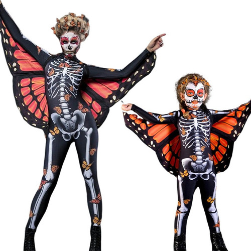 Mono Para Padres E Hijos De Calavera Con Capa De Mariposa