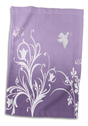 Estampado Floral De Rosa 3d En Blanco Sobre Un Fondo Morado