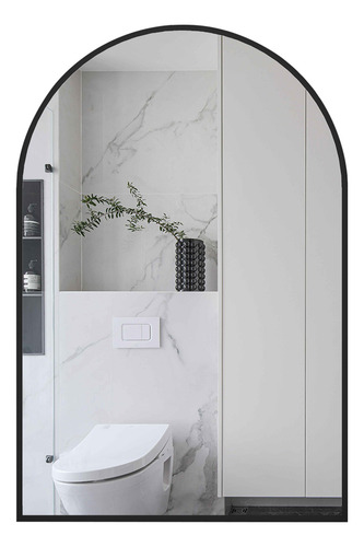 Conguiliao Espejo De Baño Con Espejo Arqueado De 50×75cm Marco Negro