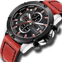 Comprar Reloj Para Hombre Curren Preto E Vermelho Krec091904 Color Rojo