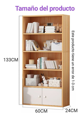 Libreros Madera Modernos Con 2 Puertas Y 4 Niveles Estantes