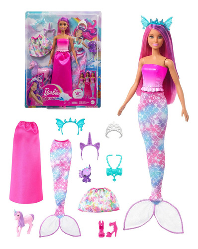 Muñeca Barbie Dreamtopia Sirena Fashion + Unicornio Original