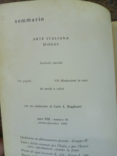 Imagen 2 de 4 de Sele Arte Nº 48 * Octubre 1960 * Scultura Pittura Grafica