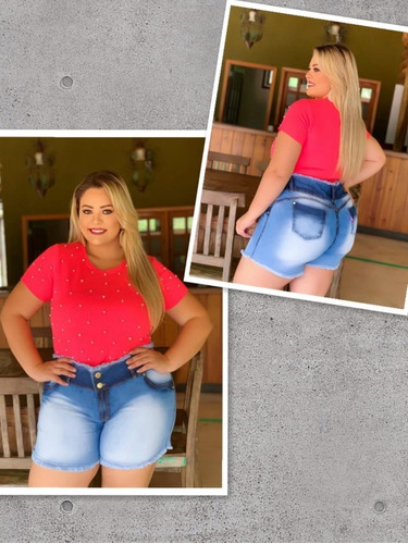  Bermuda Jeans Com Lycra Feminina Plus Size 