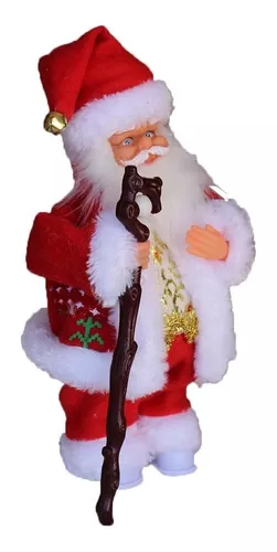 Papai Noel Musical com Roupa e Cajado Pilha