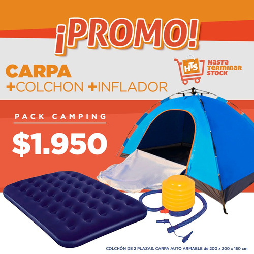 Promo Carpa Auto Armable +colchon 2 Plazas Bestway +inflador