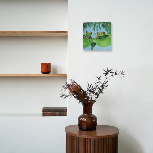 3drose Dpp__1 2 Ranas Árboles En Un Gran Reloj De Pared De H