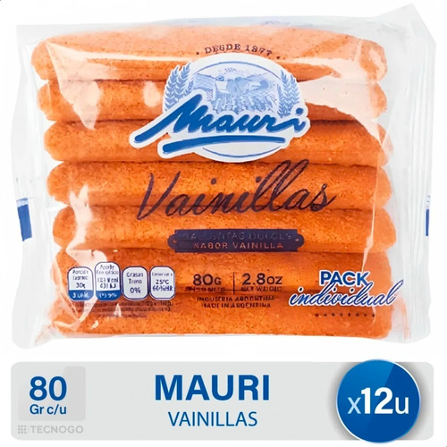 Vainillas Mauri Galletitas Dulces Blandas - Pack X12 Unid