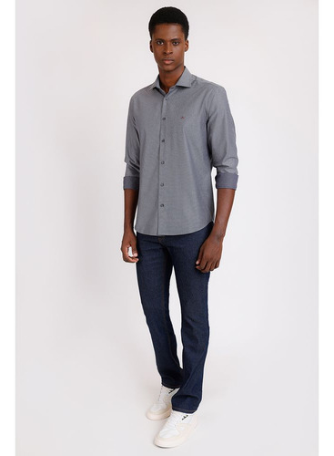 Camisa Aramis Slim Tricoline Maquinetado Fio 50 Chumbo - P