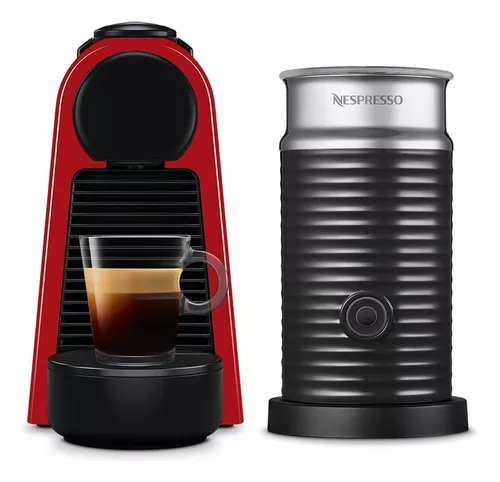 Cafetera Nespresso Essenza Mini Roja con Espumador de leche