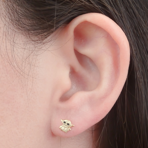 Amor Eterno - Broqueles Aretes Star Wars Yoda Bebé / Oro 10k