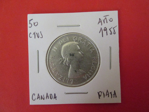 Antigua Moneda Canada 50 Centavos De Plata Año 1955