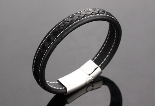 Imagen 3 de 9 de Pulsera Caballero Piel Con Acero - 545