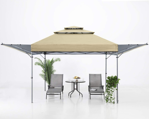 Carpa Toldo Gazebo 3 Niveles Paredes 3x5 M Beige Jardin 