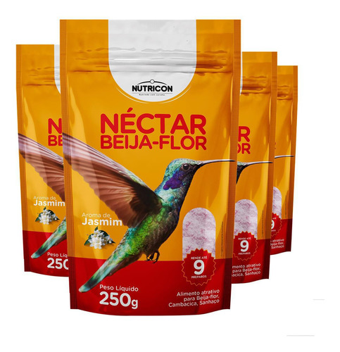 Kit 4 Nutricon Néctar Beija-flor 250 Gr-alimento Atrativo