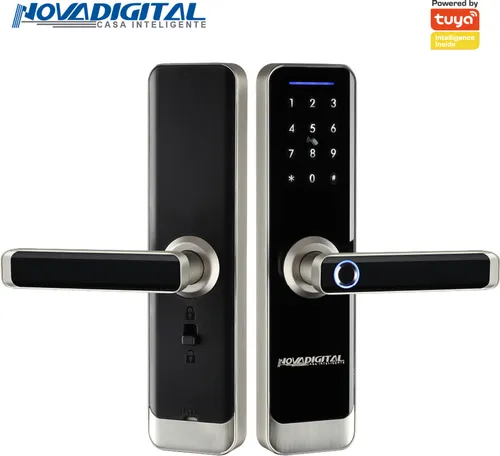 Fechadura Inteligente Wifi Biométrica Eletrônica Digital Touch NovaDigital SL06 Tuya Smart Life Preto Prata Menor preço em Fechadura Inteligente Wifi Biométrica Eletrônica Digital Touch NovaDigital SL06 Tuya Smart Life Preto Prata
