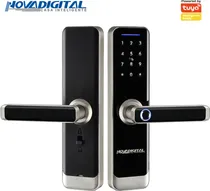 Comprar Fechadura Inteligente Wifi Biométrica Eletrônica Digital Touch NovaDigital SL06 Tuya Smart Life Preto Prata