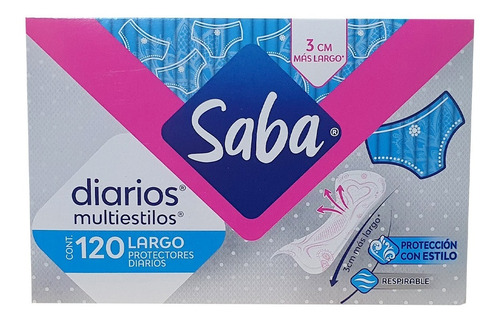 Protectores Diarios Saba Multiestilos Largo 120pz