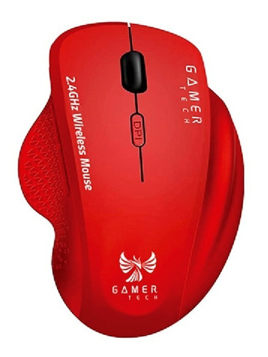 Mouse Gamer Tech Gti1 1600dpi 6 Botones Inalambrico Ergo @pd Color Rojo