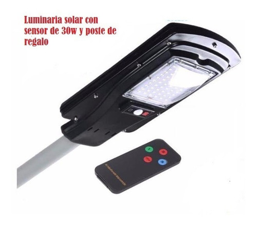 Luminaria Solar Con Sensor Mov 30w C/soporte Ycontrol Remoto