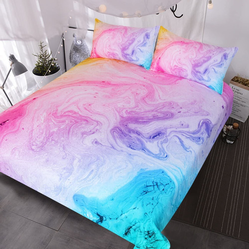 Ropa De Cama De Mármol De Colores Pastel Rosa Azul Pú... | Cuotas sin  interés