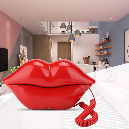 Teléfono Labial Fijo Rojo Rosa Con Almacenamiento De Números
