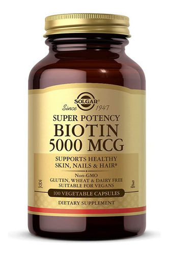 Solgar Biotina 5000 Mcg 100 Cápsulas Vegetales Piel Cabello