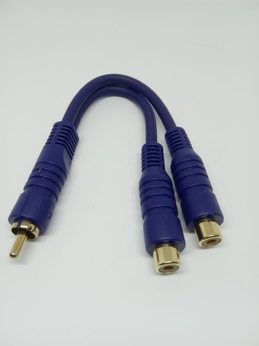 Cable En Y 1 Rca Macho A 2 Rca Hembra Azul