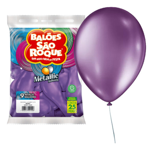 Balões 09 Metallic 25un Bexigas Roxo 1085313225 - São Roque