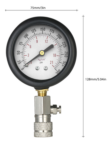 Medidor De Pressão Do Motor A Gasolina De 0-300psi Com Estuq