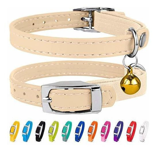 Collardirect Leather Cat Collar, Cat Safety Collar With Elas