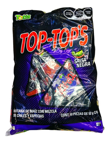 Botana Top Tops Salsa Negra 10 Pz De 52 Gr Totis Sabor Chile