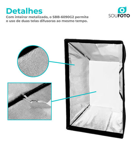 Softbox Bowens 60x90 Com Grid E Tela Difusora P/ Flash Tocha