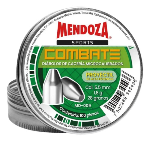 Diábolos Mendoza Combate Md-009 Proyectil Caza 5.5 Mm 100pz