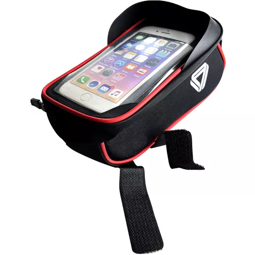 Alforja Porta Celular Bicicleta Bolso Morral Estuche Maletín Color Negro/  Rojo