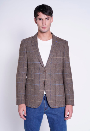 Imagen 1 de 4 de Blazer Hombre Abrito Marrón Fw 2023 New Man