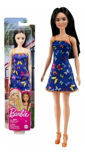 Muñeca Barbie Basica Pelo Negro Con Vestido De Moda 