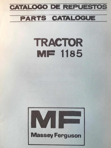 Manual De Repuestos Tractor Massey Ferguson 1185
