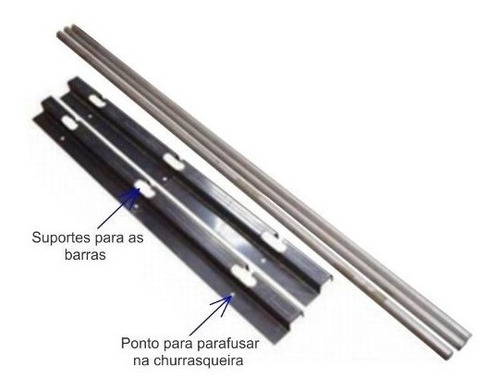 Suporte Em Inox Para Churrasqueira E 4 Barras De 75cm