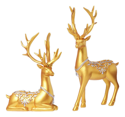 2x Colección De Figuras De Alce Adornos De Escritorio Para