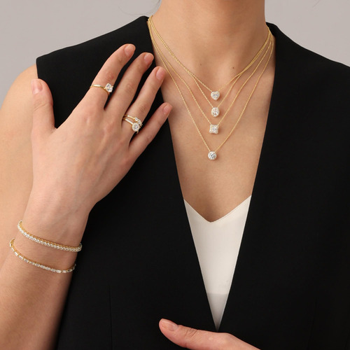 Collar De Corazón Chapado En Oro Blanco De 18 K | Collar Con