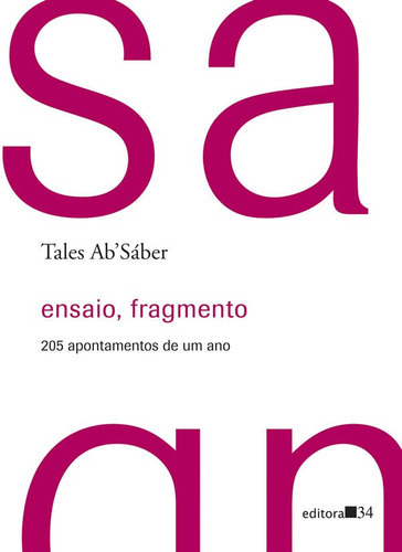 Ensaio, Fragmento 205 Apontamentos De Um Ano: Ensaio, Fragmento 205 Apontamentos De Um Ano, De Sáber, Tales A. M.. Editora Editora 34, Capa Mole, Edição 1 Em Português