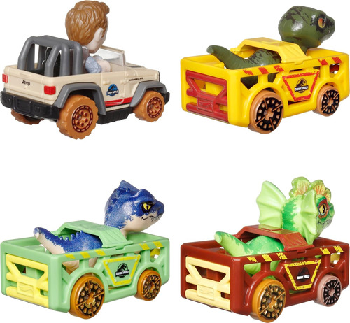 Hot Wheels Racerverse Set De 4 Autos Jurassic World Original