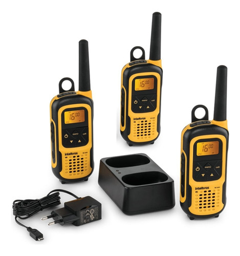 Kit 3 Radio Comunicador Pilha Clip Dotcell V8 Rc41000/4102 Bandas De Freqüência Uhf Cor Preto E Amarelo