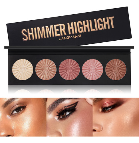 Iluminador Shimmer De 5 Colores Para Contorno Facial Shiny G