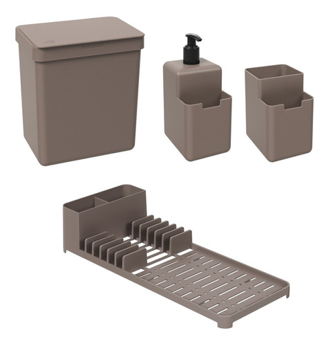 Kit Organizador De Pia 4 Peças Single Warm Gray Coza 